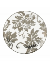 Mixing modern porcelain with antiqued blooms, the Silver Applique accent salad plates from Lenox have a fresh, romantic style. With platinum banding.