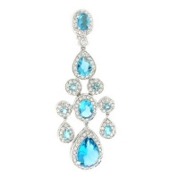 Very Chic Chandelier Pendant w/Aqua Blue & White CZs