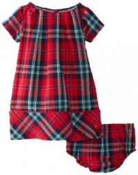 Nautica Baby-Girls Infant Pleated Plaid Dress, Red, 18 Months