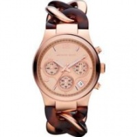 Michael Kors Runway Rose Gold-tone Tortoise Twist Chain Link Ladies Watch MK4269