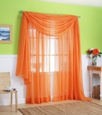 Elegant Comfort® 2 Piece Solid Orange Sheer Window Curtains/drape/panels/treatment 60w X 84