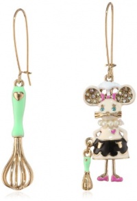 Betsey Johnson Paris is Always a Good Idea Mouse and Whisk Mismatch Drop Earrings