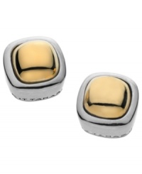 Seeing double. T Tahari's two-tone signature stud earrings combine 14k gold plating with nickel-free mixed metal for a touch of elegance. Approximate diameter: 1/2 diameter.