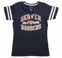 Denver Broncos Navy Womens Go For Two II Short Sleeve Split Crew Neck Tee