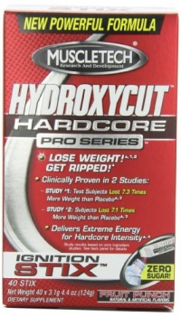 Hydroxycut Hardcore Pro Series Ignition Stix Sachet, Fruit Punch, 40-Count