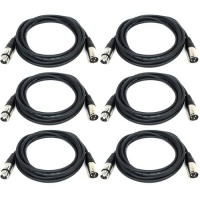 GLS Audio 12 feet Mic Cable Patch Cords - XLR Male to XLR Female Black Cables - 12 feet Balanced Mike Snake Cord - 6 Pack