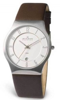 Skagen Men's 233XXLSL Stainless Steel Leather Strap Watch