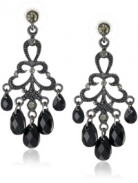 1928 Jewelry Jet and Black Crystal Chandelier Earrings