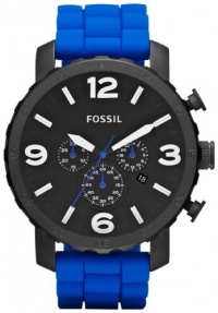 Fossil Men's JR1426 Nate Chronograph Blue Silicone Watch