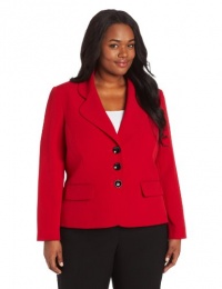 Kasper Women's Plus-Size Three Button Stretch Crepe Jacket