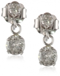 14k White Gold 2-Stone Diamond Drop Dangle Earrings (1/2 cttw, L-M color, I2-I3 clarity)