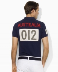 Celebrate the spirit of the 2012 Olympic Games with an iconic rugby shirt in breathable cotton mesh, finished with a bold country details and Ralph Lauren's signature Big Pony.