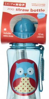 Skip Hop Zoo Straw Bottle, Owl, 12 Ounce