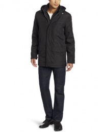 Marc New York by Andrew Marc Men's Burton City Nylon Parka with Faux Fur Lined Vest, Black, Small