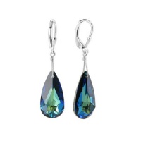 SCER543 Sterling Silver Bremuda Blue Crystal Earrings Made with Swarovski Elements