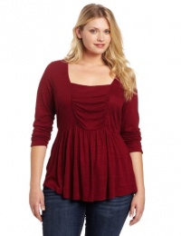 Lucky Brand Women's Plus-Size Tribal Patched Rouched Top