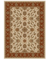 Rendered with intricate floral designs in a sumptuous ivory, brick and neutral color palette, this area rug set from Kenneth Mink offers a cohesive look for your entire home. Woven of plush olefin for lasting softness and durability. Includes five rugs.