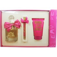 VIVA LA JUICY by Juicy Couture SET-EAU DE PARFUM SPRAY 3.4 OZ & BODY LOTION 4.2 OZ & EAU DE PARFUM SPRAY .33 OZ MINI