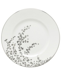 An instant classic from kate spade new york, this Gardner Street Platinum dinner plate exudes contemporary elegance. Stems of platinum foliage flourish on fine white bone china, creating a stylized two-tone floral motif to freshen up your formal table.