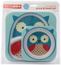 Skip Hop Zoo Melamine Plate and Bowl Set, Owl