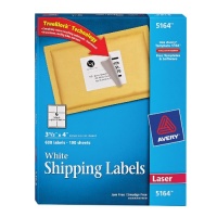 Avery Shipping Labels for Laser Printers with TrueBlock Technology, 3.333 x 4 Inches, White, Box of 600 (5164)