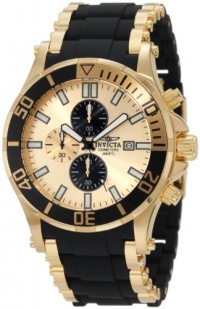 Invicta Men's 1478 Sea Spider Chronograph Gold Dial Black Polyurethane Watch