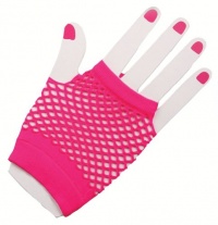 Neon Pink Fishnet Fingerless Wrist Gloves