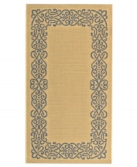 Borrowing from the beautiful tradition of courtyard styling in warm-weather locales, Safavieh's Courtyard collection has a distinctly Mediterranean feel. A special sisal weave allows for a superior clarity of detail, while enhanced polypropylene makes these rugs thankfully low-maintenance and durable. This textured beige rug features a needlepoint-inspired, cornflower blue border, offering plenty of classic charm for indoor or outdoor spaces. (Clearance)