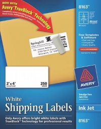 Avery Shipping Labels with TrueBlock Technology, 2 x 4, White, 250/Pack, PK - AVE8163