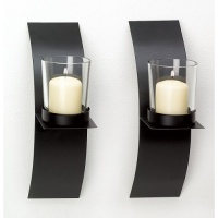 Modern Art Candle Holder Wall Sconce Plaque Set Of Two