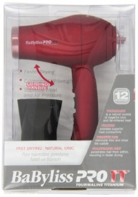 Babylisspro TT Tourmaline Titanium Travel Dryer, Red