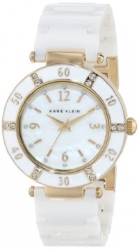 Anne Klein Women's 109416WTWT Swarovski Crystals Gold-Tone White Ceramic  Watch