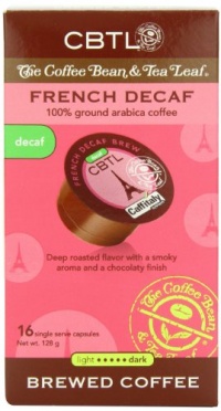 CBTL French Decaf Brew Coffee Capsules By The Coffee Bean & Tea Leaf, 16-Count Box