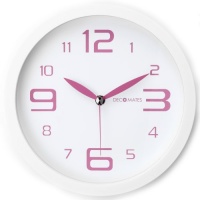 DecoMates Non-Ticking Silent Wall Clock, Fresh Mint, Pink Peppermint