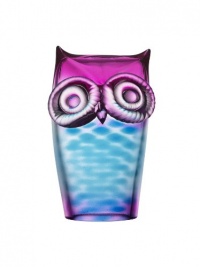 Kosta Boda My Wide Life Owl Sculpture, Blue/Pink