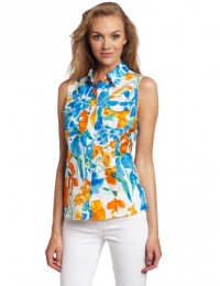 Jones New York Women's Printed Floral Sleeveless Shirt