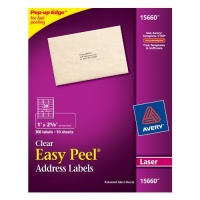 Avery Easy Peel Clear Address Labels for Laser Printers, 1 x 2.625, Pack of 300 (15660)