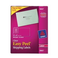 Avery Shipping Labels for Laser Printers, Easy Peel, 2 x 4 Inches, Clear, Box of 500 (05663)