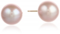 14k Yellow Gold 8x8.5mm AA Pink Freshwater Cultured Pearl Stud Earrings