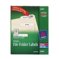 Avery File Folder Labels for Laser and Ink Jet Printers with TrueBlock Technology, 3.4375 x .66 inches, White, Box of 1500 (5366)