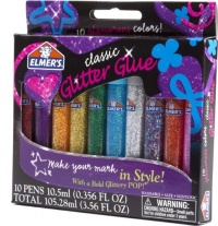 Elmer's 3D Washable Glitter Pens, Classic Rainbow and Glitter Colors, Pack of 10 Pens (E199)