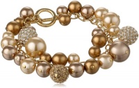 Carolee Gold Pearl Basics Charm Toggle Bracelet