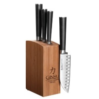 Ginsu Chikara Series 5-Piece Japanese 420J2 Stainless Steel Prep Set with Bamboo Block 7126