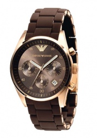 Emporio Armani Ladies AR5891 Sport Rose Gold Ion-Plating Brown Chronograph Dial Watch