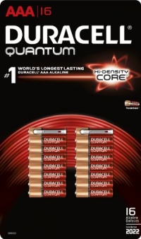 Duracell Quantum QU2400B16Z11 Alkaline-Manganese Dioxide AAA Battery, 1.5V, -4 to 130 Degrees F (Pack of 16)