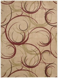 Nourison Zanibar Large Scroll Beige 3.6-Feet by 5.6-Feet Polyacrylic Area Rug