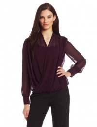 Calvin Klein Women's Solid Pleated Wrap, Aubergine, X-Large