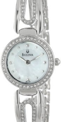 Bulova Women's 96L126 Crystal Bangle Mother of Pearl Dial Watch