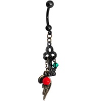 Handcrafted Holiday Noir Angelic Key Belly Ring MADE WITH SWAROVSKI ELEMENTS