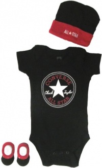 Converse All Star Kid 3-Piece Infant Gift Set (0M - 6M) - black, 0-6 mos.